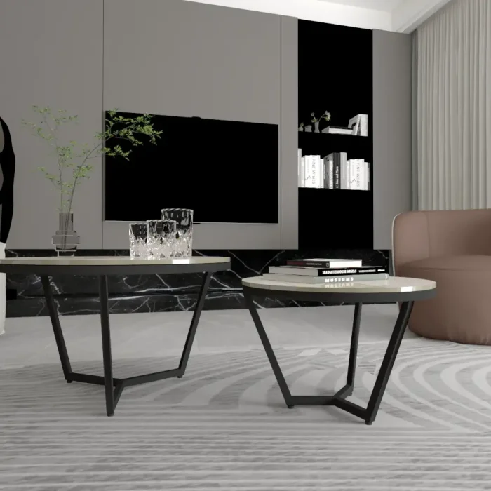 patas para mesas de centro redondas NOMEN metal negro kit de 2 en salón