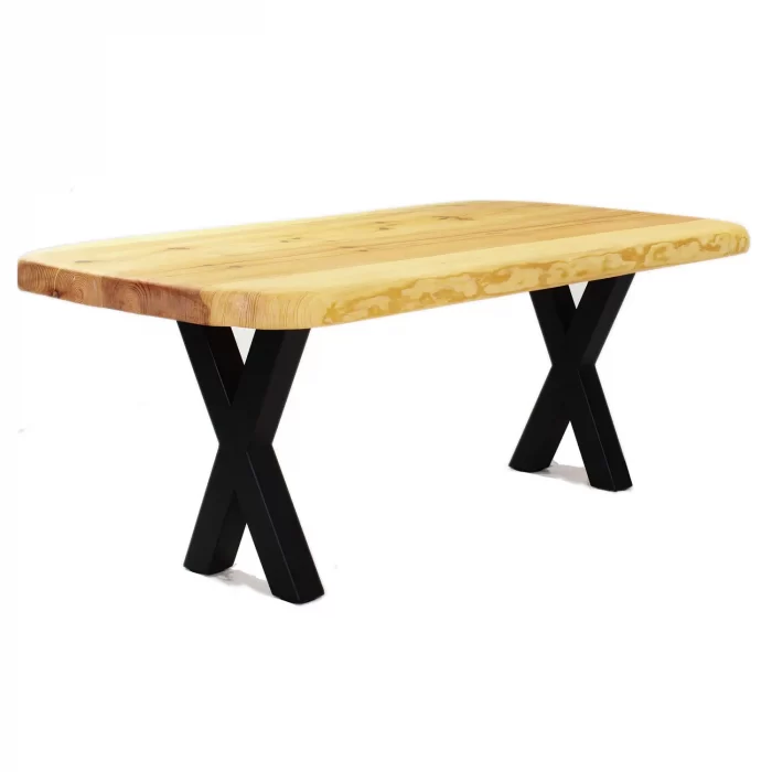 patas de mesa Equis con ejemplo de medsa con sobre de pino en mesa de centro baja en Ardonza.com
