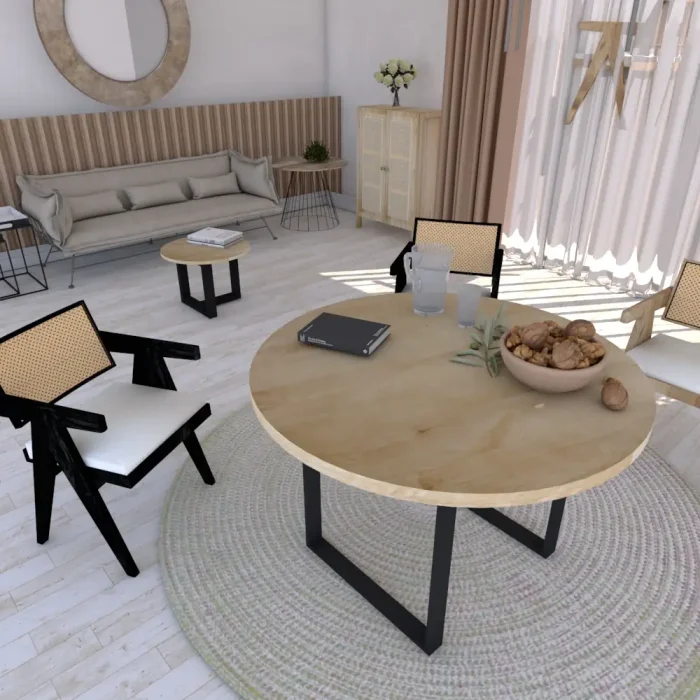 Sobre Tina Top para mesa de salón en madera de Mango maciza de 120 cm de diámetro