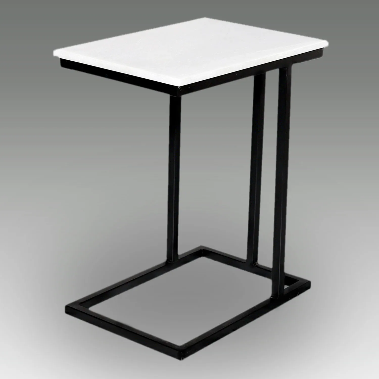 mesa LEA auxiliar de metal negro y mármol
