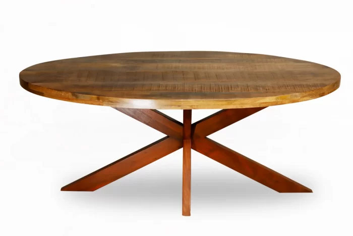 pata de mesa Aspa en madera maciza de acacia ejemplo con tablero de Mango en ardonza.com