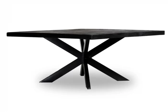 Pata de mesa Aspa-M metálica negra con tablero negro de mango