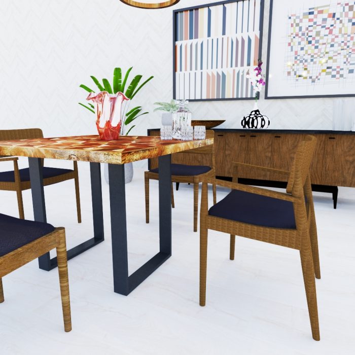 Pata Cuadrada en mesa de salón cuadrada con Sobre CHESS TOP de 100x100