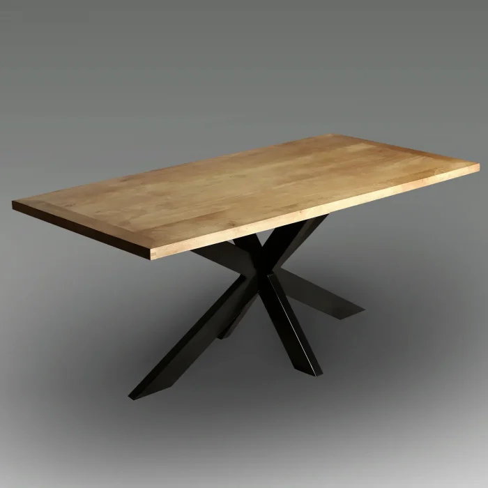 sobre de mesa mana-top en madera maciza de Mango con patas aspa de metal negro en ardonza.com