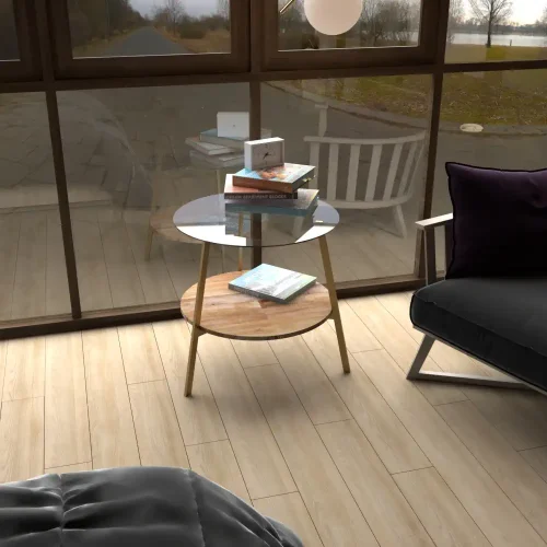 Mesa auxiliar "MIA" en madera de Mango cristal y metal de 62 x 62 x 62 cm
