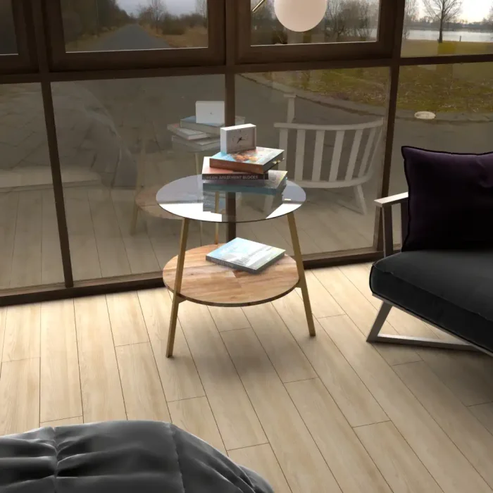 Mesa auxiliar "MIA" en madera de Mango cristal y metal de 62 x 62 x 62 cm