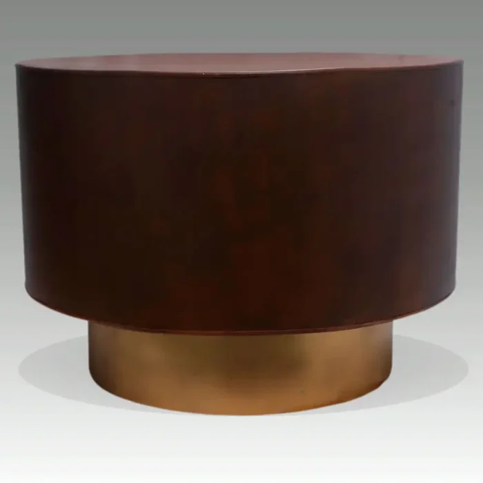 mesa de centro metálica redonda Mush en marron y dorado