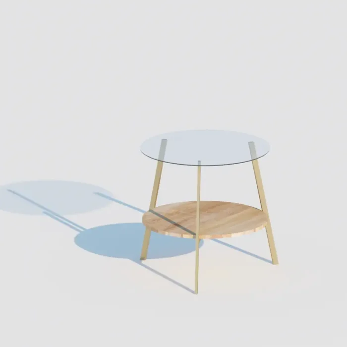 mesa auxiliar MIA madera de mango, metal dorado y cristal