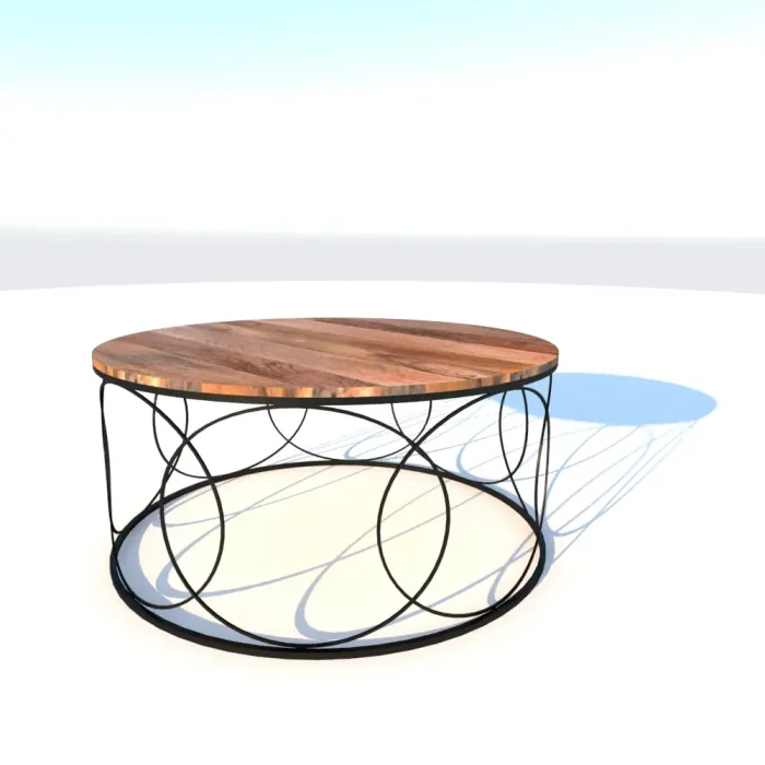 Mesa de centro Circus en madera de mango maciza y metal negro 100x45 cm