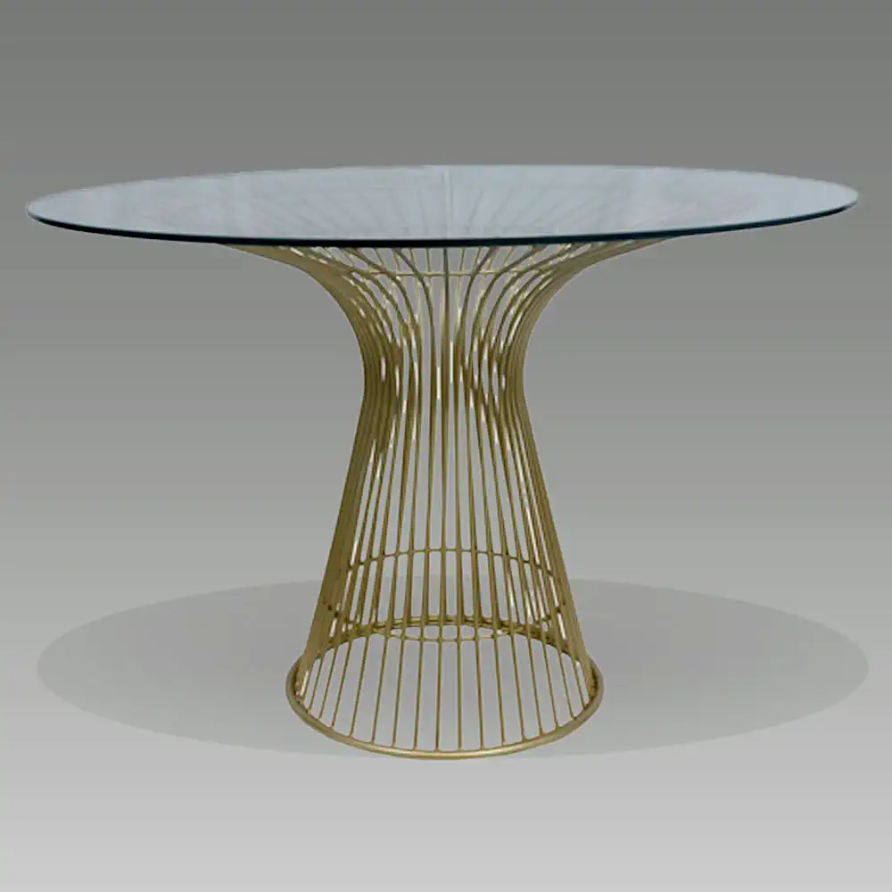 mesa auxiliar Nara en metal dorado y base superior de cristal