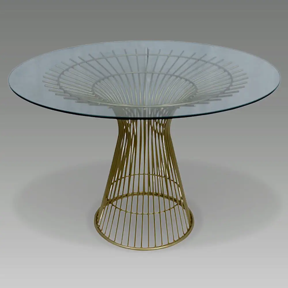 mesa auxiliar Nara en metal dorado y base superior de cristal