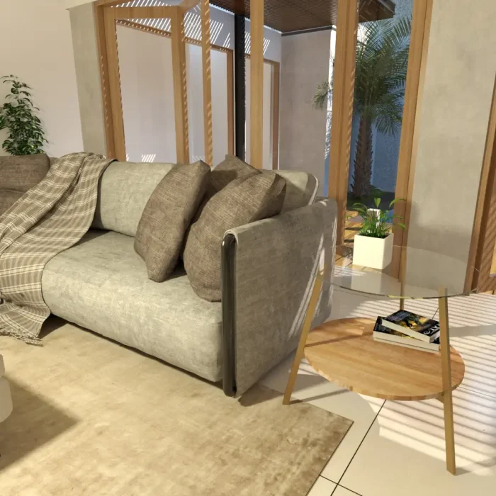 Mesa auxiliar "MIA" en madera de Mango cristal y metal de 62 x 62 x 62 cm - Imagen 3