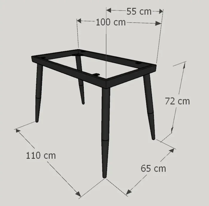 estructura mesa Truva metal negro en para mesa de salón mediana de 100x55x72