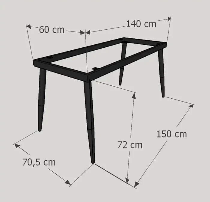 estructura mesa Truva metal negro en para mesa de salón grande de 140x60x72