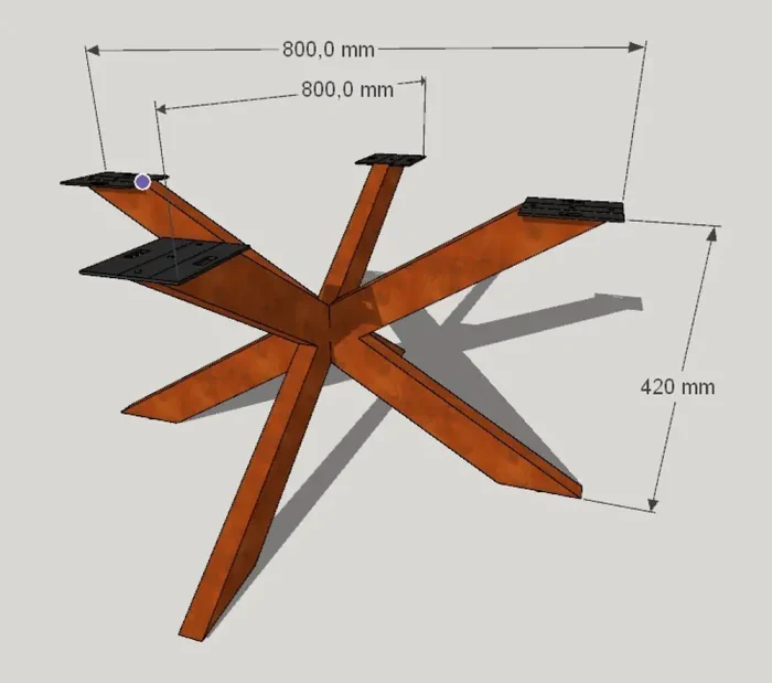 Pata Aspa Acacia madera maciza 80x80x42 cm para mesa de centro