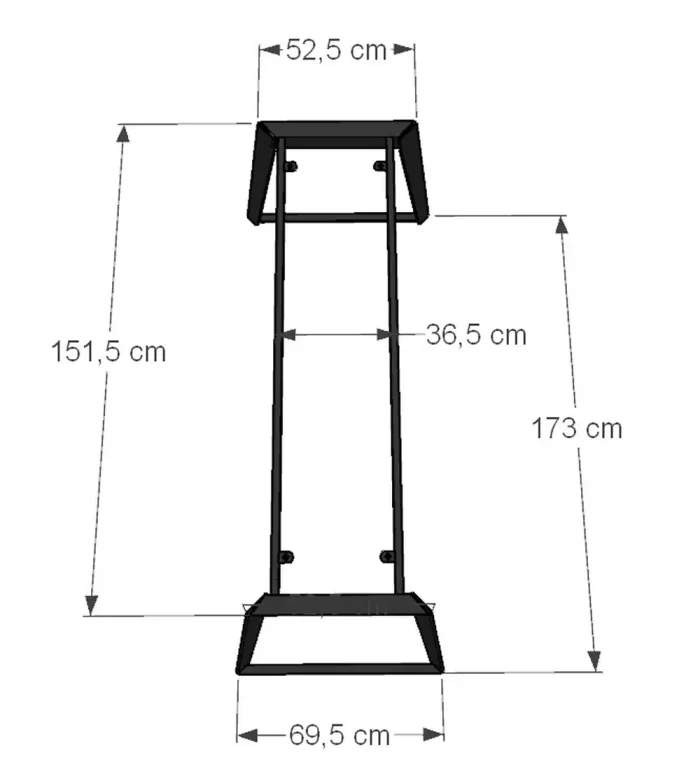 estructura mesa Trapa metal negro con cotas 1