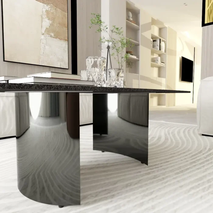 Patas de mesa Luna metal cromado para mesa de centro de 42 cm en salón