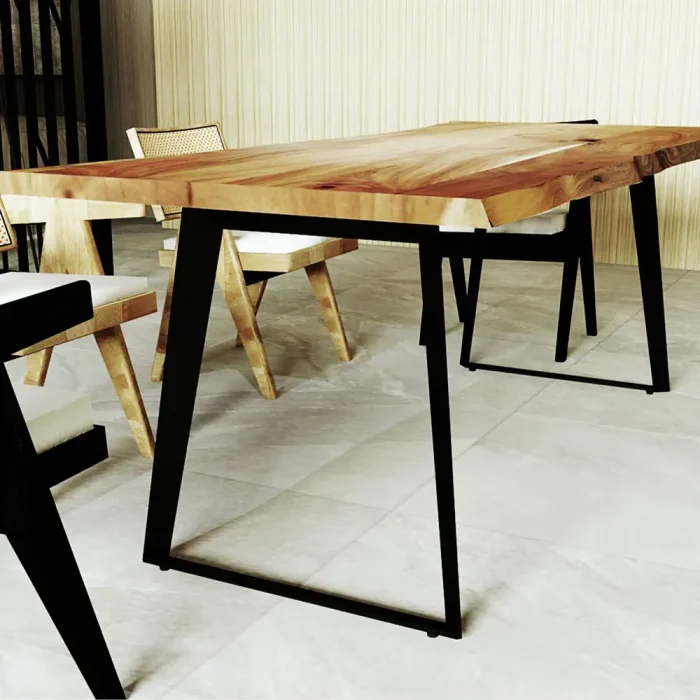 Sobre para mesa de salón Akis en madera de acacia con patas de mesa Truva 210x100x74 cm en salón