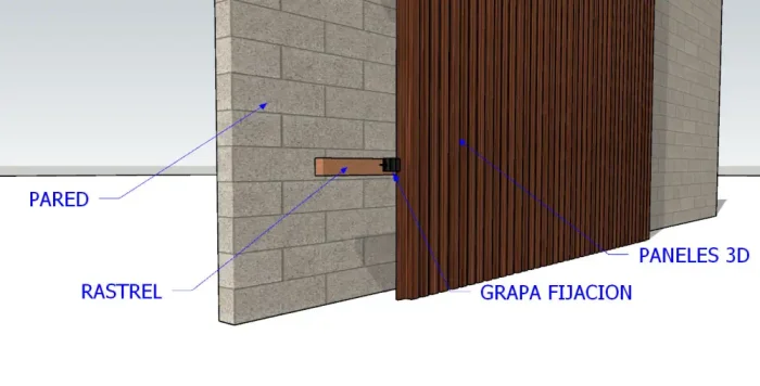 Ejemplo de instalación de panel 3D exterior en pared