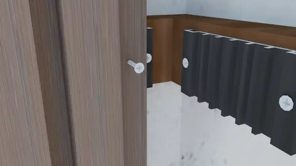 Grapa de instalación de panel 3D exterior en rincón - Ejemplo 5