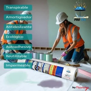 Rollo protector de suelo transpirable, amortiguador, antideslizante, ecológico, autoadhesivo, reutilizable e impermeable