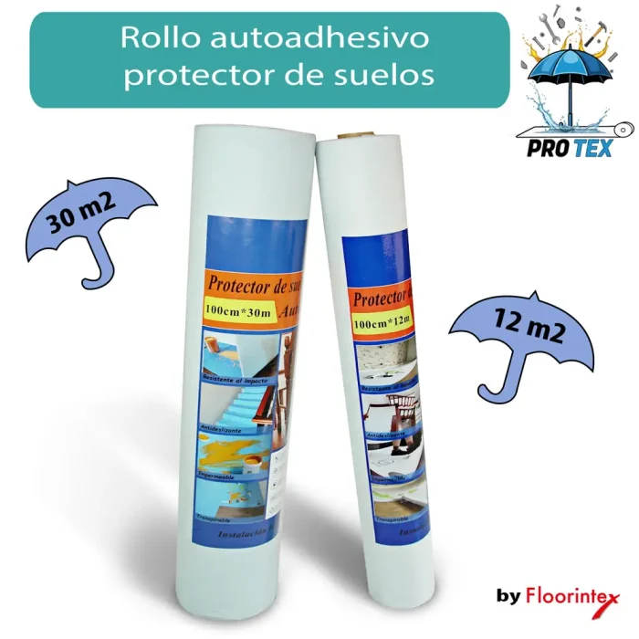 Protector de suelo protex en rollo adhesivo y reutilizable para obras y reformas