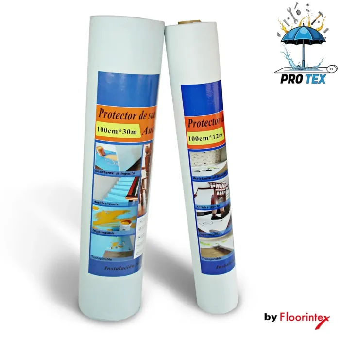 Protector de suelo protex en rollo adhesivo y reutilizable para obras y reformas